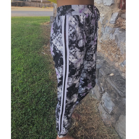 Pants - Tie Dye Floral Print Joggers